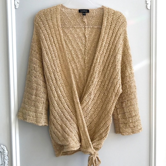 Bebe Gold Metallic Wrap Sweater - Picture 2 of 7